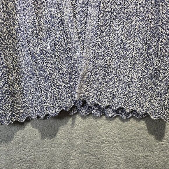 Chico's Womens Metallic Blue Crochet Cardigan Open Front  Sz 1 (M) - Sweater - Picture 3 of 8